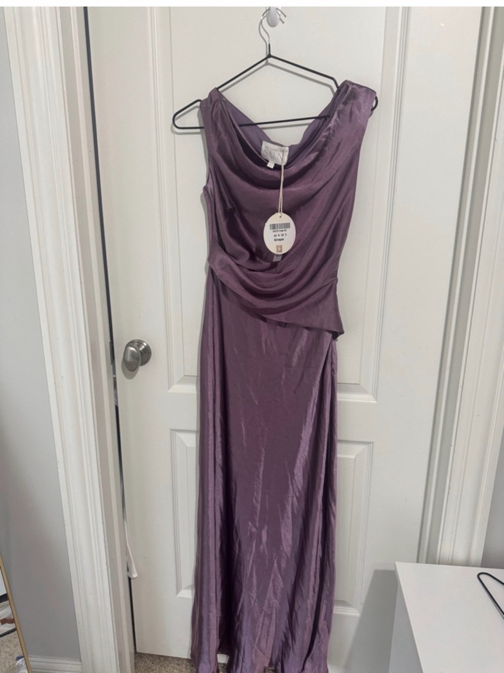 Cowl Neck Satin Maxi Dress in Mauve